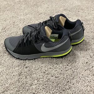 Nike Black and Gray Running Shoes with Neon Highlights